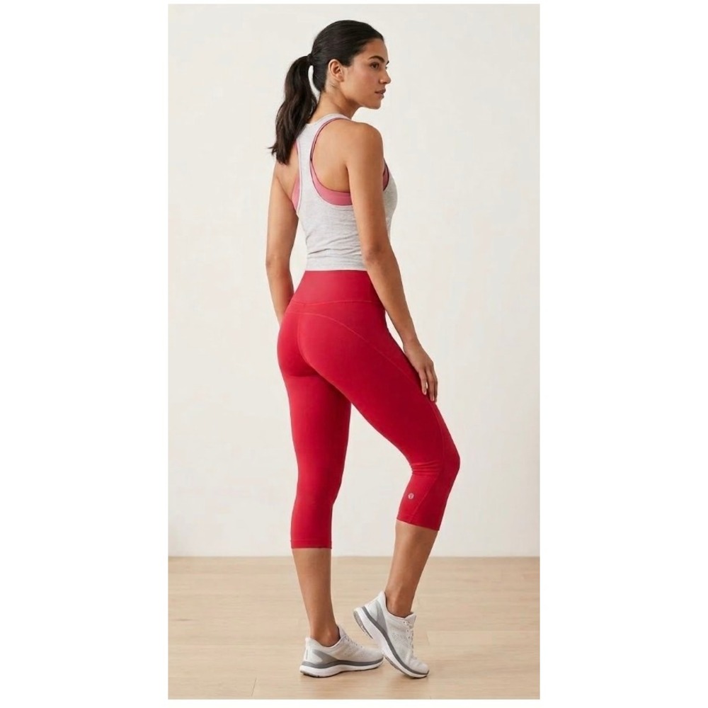 Lululemon Base Pace High-Rise Crop 21 Red Running Leggings LW6BO1S Size 12